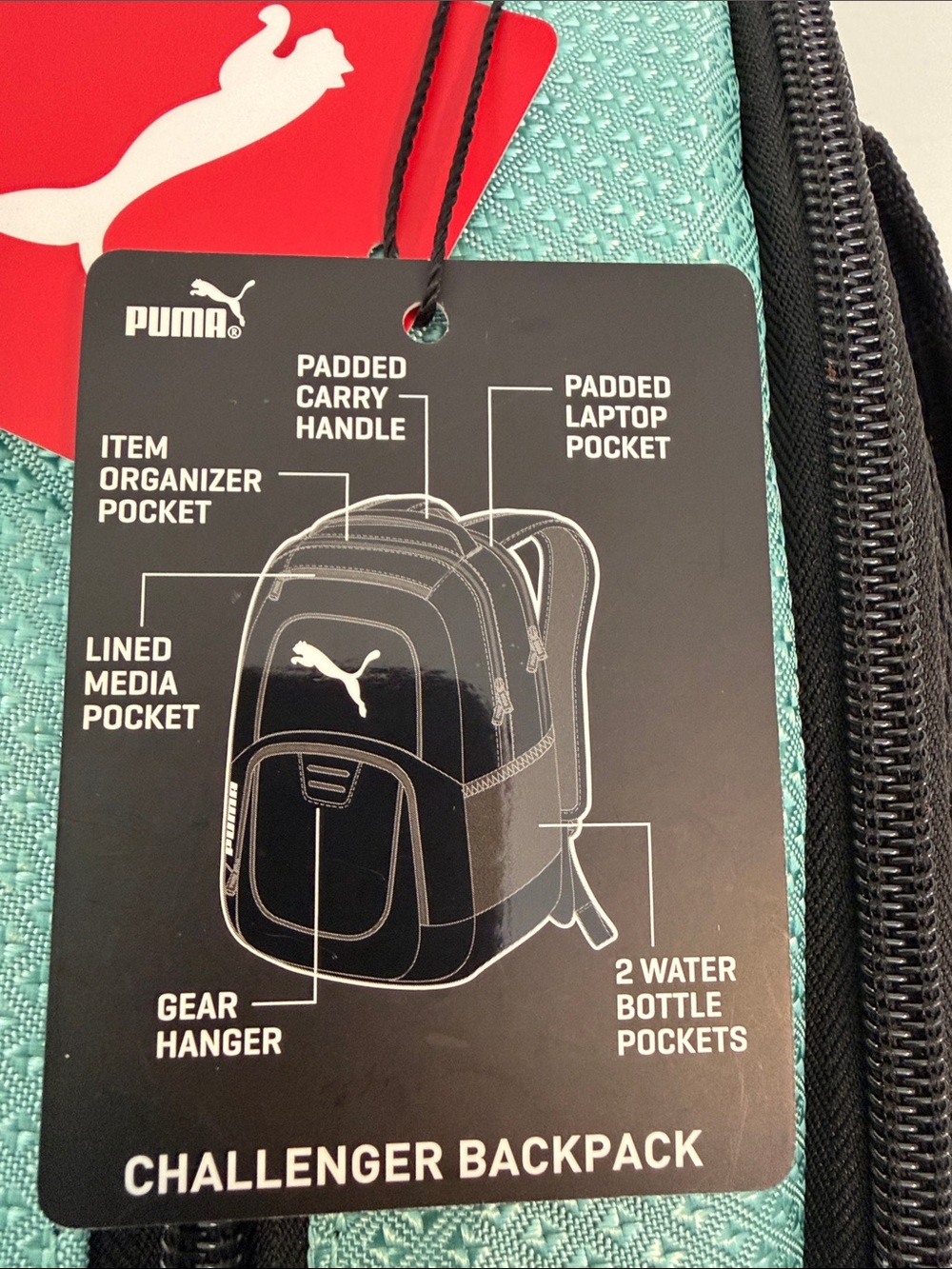 Puma Teal and Black Backpack with White Logo - Picture 10 of 10